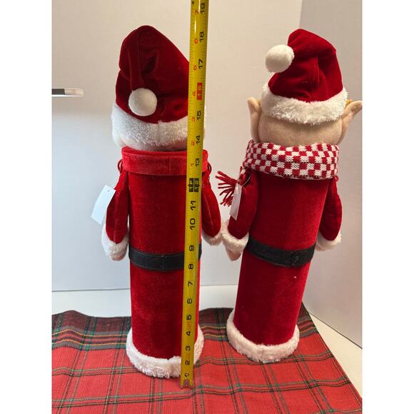 Hallmark / Santa and Elf / Felt / Christmas / Canisters / Wine Bottle Holders - Picture 2 of 4